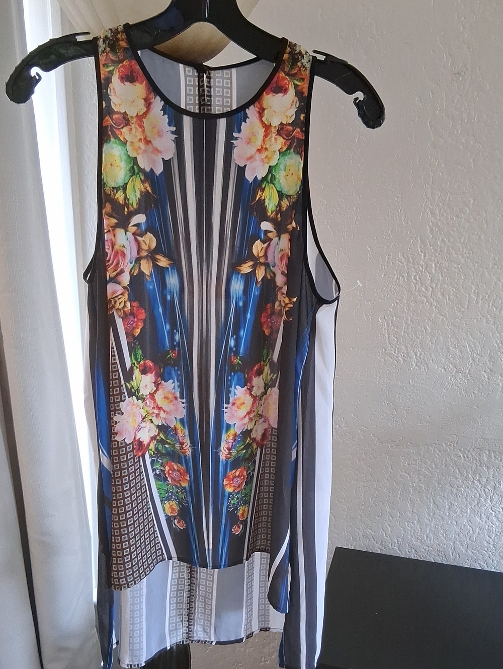 Clover Canyon Floral & Stripe Sleeveless Tunic in Blue